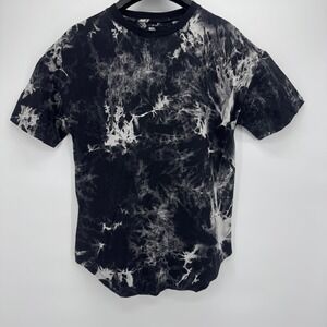 Russell Park Mens Tie Dye T-Shirt Black White Curved Hem Cotton PF18CTS3 Size S
